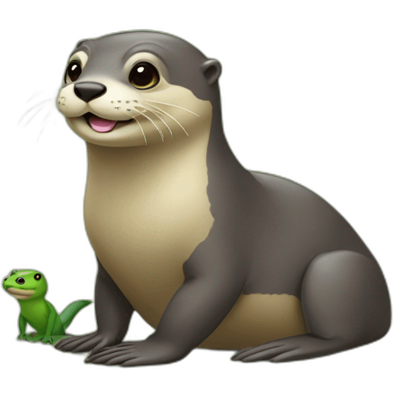 Loutre avec une grenouille  emoji