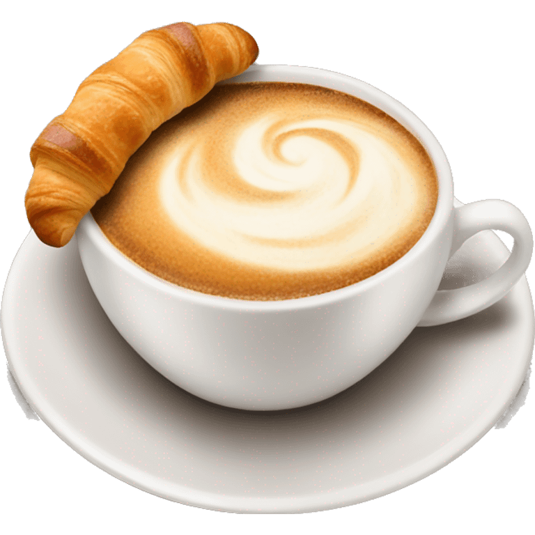 Cup of cappuccino with croissant emoji