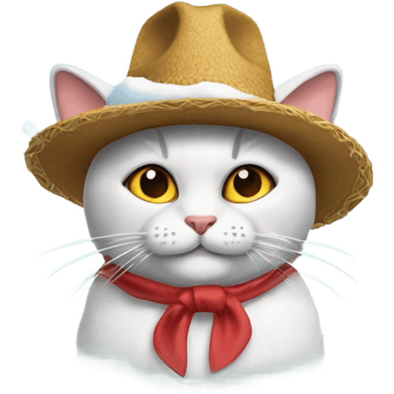 Gato con un sombrero de nieve emoji