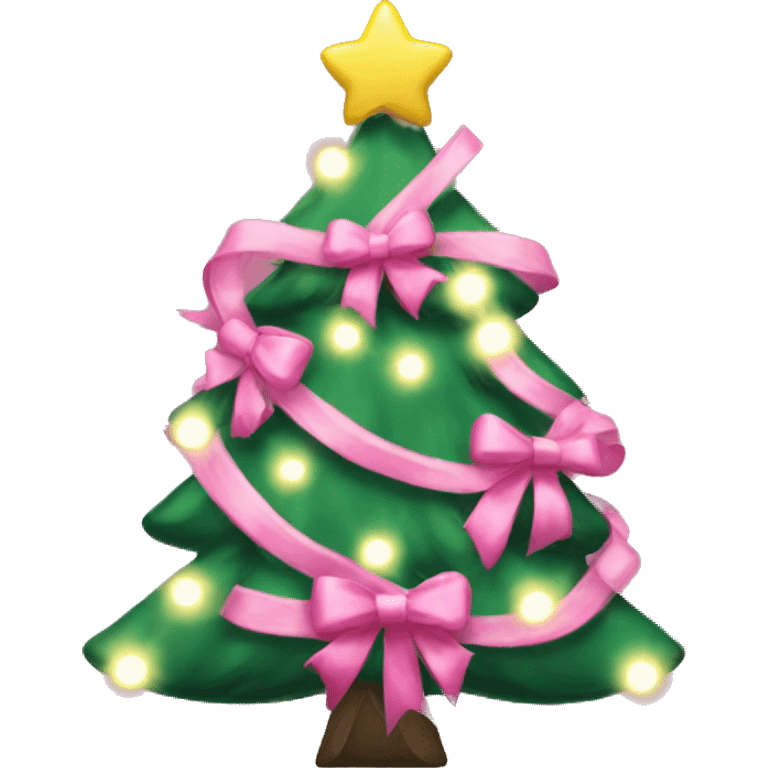 Create a cute Christmas tree emoji with lights and pink bows emoji