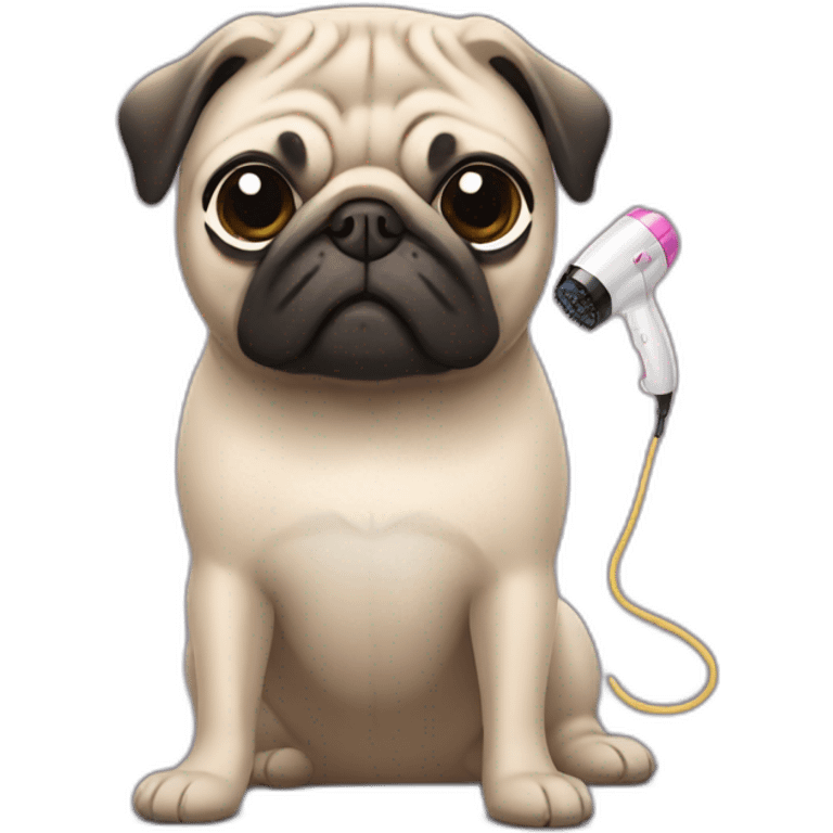 pug with hair dryer emoji