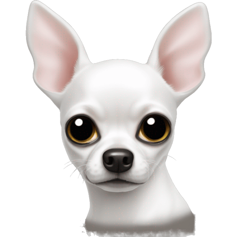 White deer head chihuahua with very black eyeballs emoji