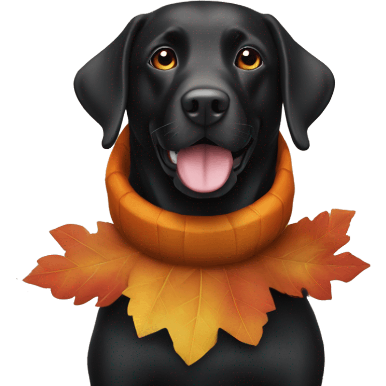 Full size Black Labrador dog in a turkey costume emoji