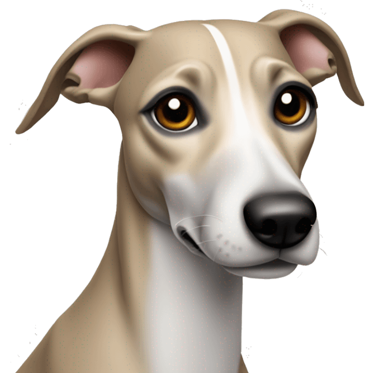 Whippet dog with ear slicked back emoji