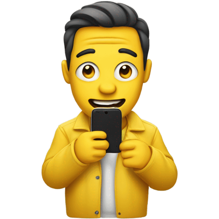 A bored yellow emoji face holding a phone  emoji