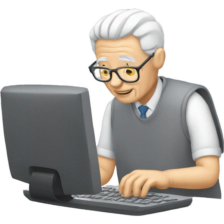 an elderly person typing on a computer emoji