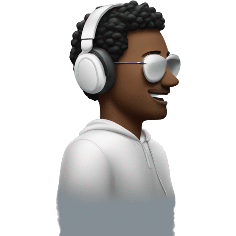 An human listen to music with airpods pro 2 emoji