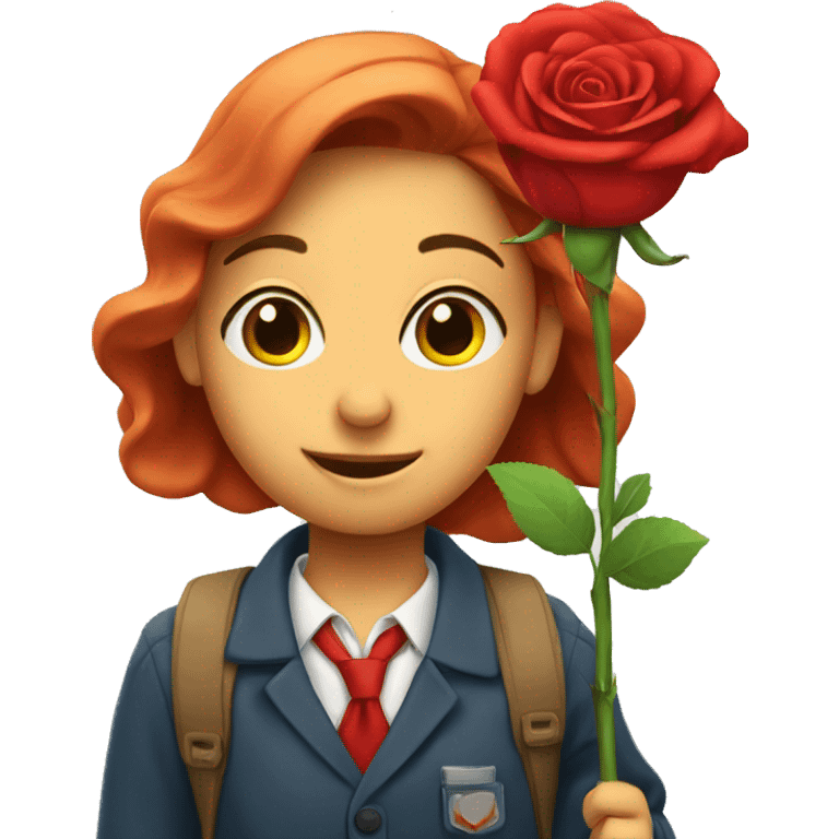 red rose going to school  emoji