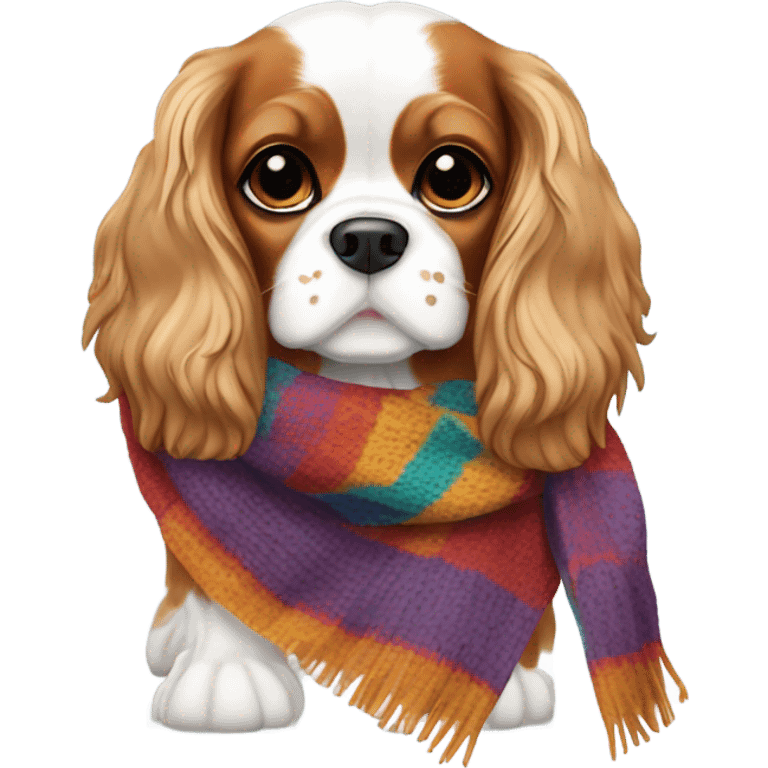 Cavalier wearing winter scarf emoji