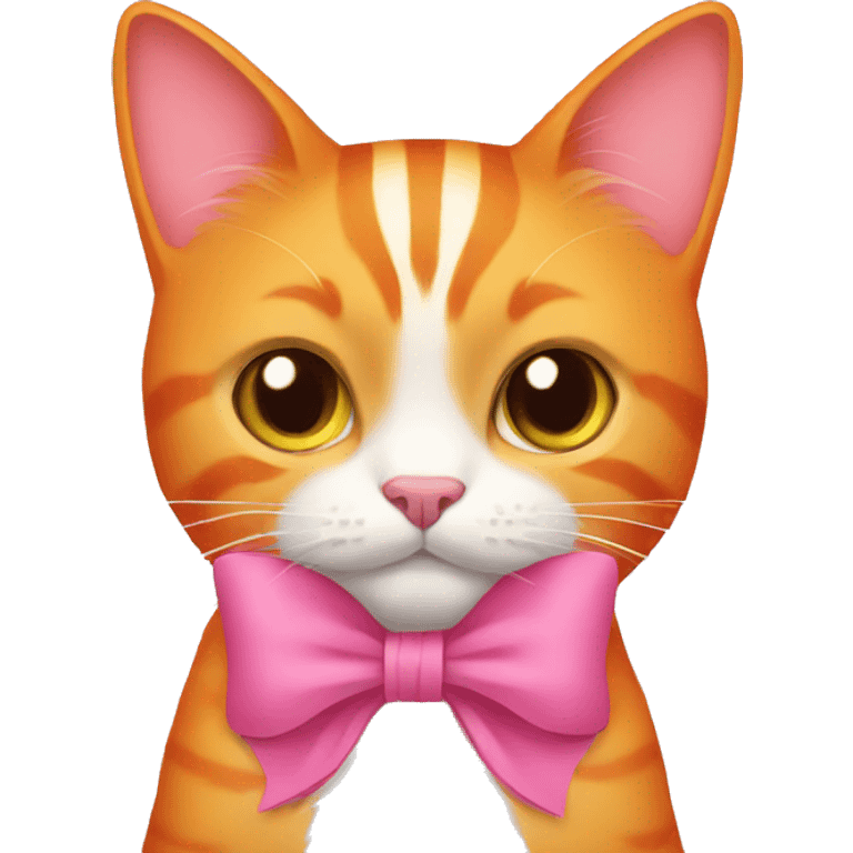 Orange cat with a pink bow emoji