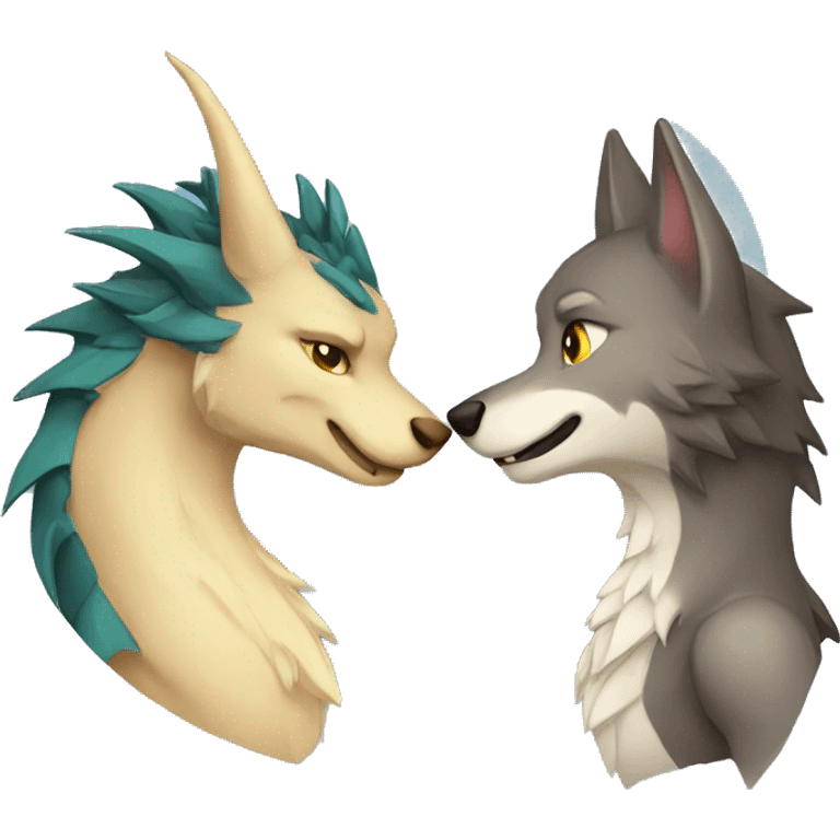 dragon and wolf love emoji