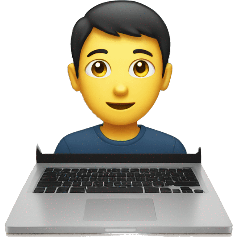 A boy with square shaped face on window laptop emoji