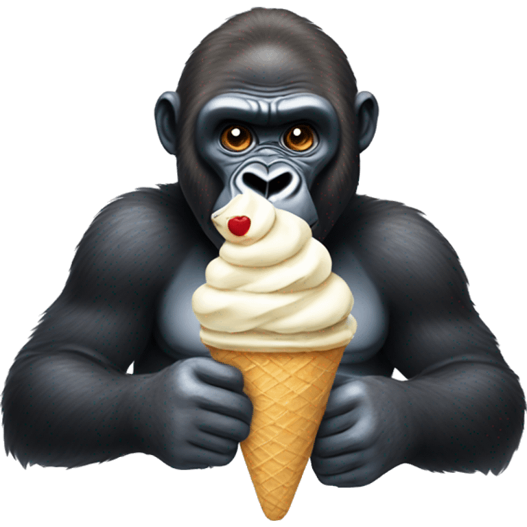 gorilla eating ice cream emoji