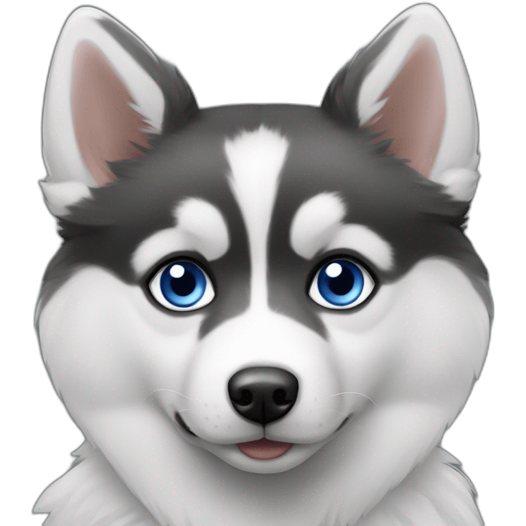 Pomsky black & whire blue eyes emoji