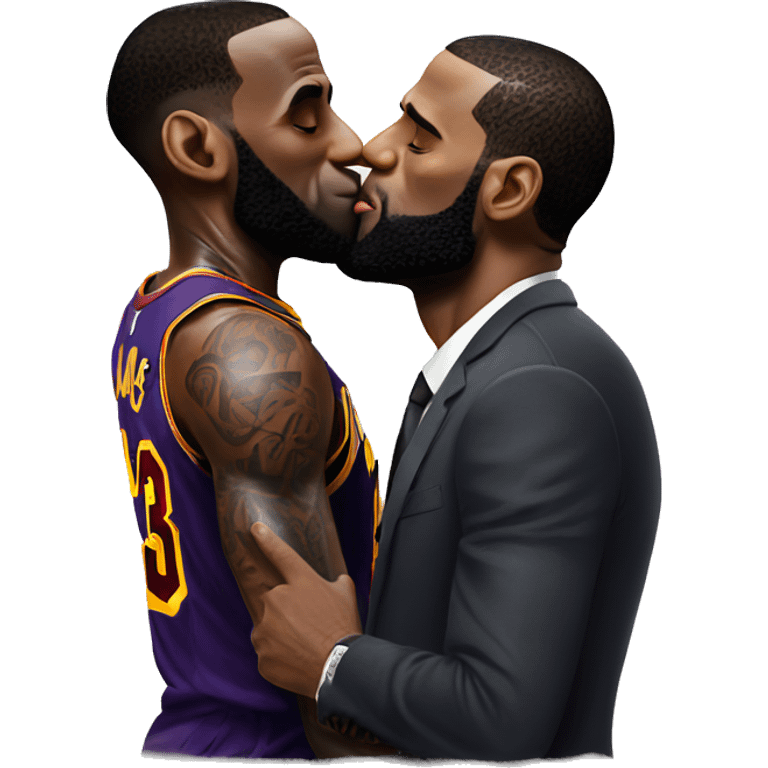 LeBron James kissing a man emoji