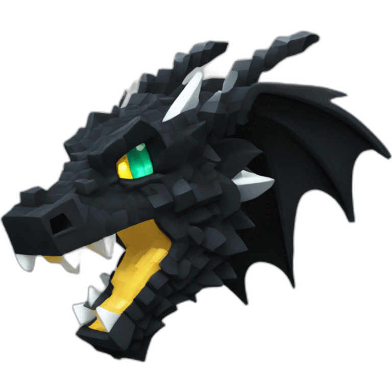 Minecraft Glitter Black Dragon Head With Diamond Horn emoji