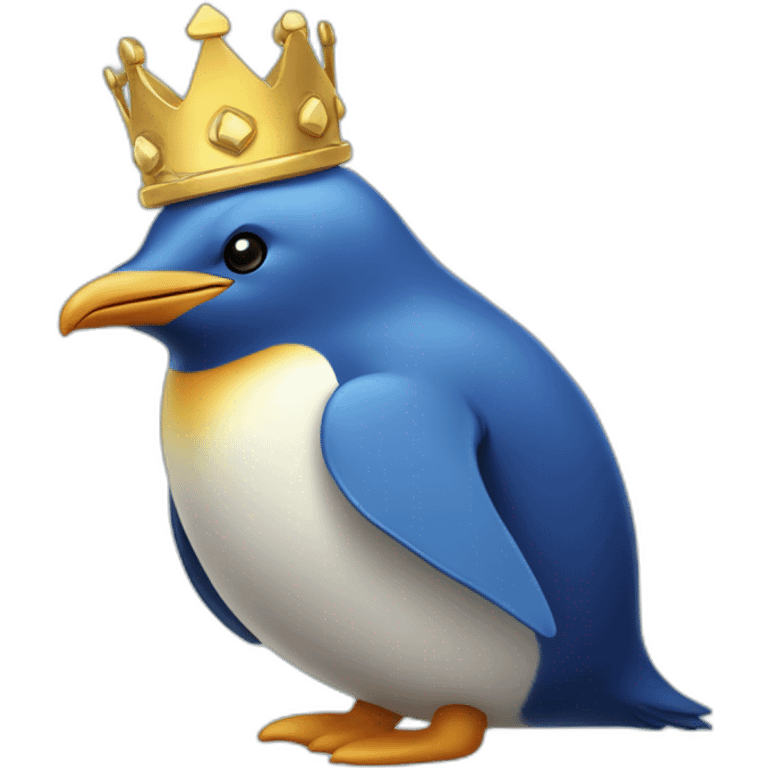 kawaï blue pudgy penguin wearing a golden crown emoji