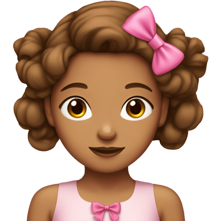 tan skin girl with brown hair with pink bow in hair emoji