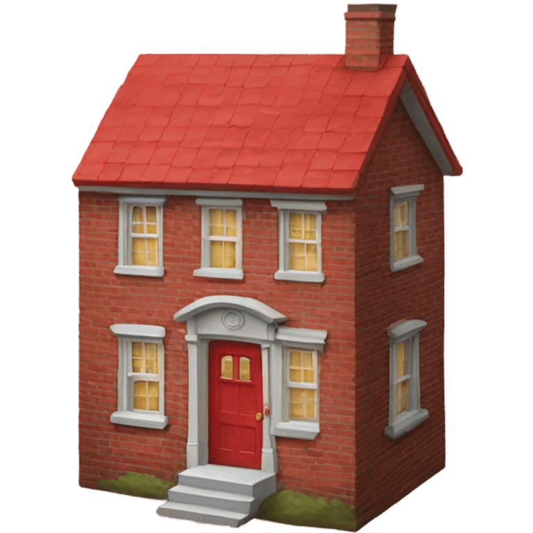 Small red brick house with a red door and one window  emoji