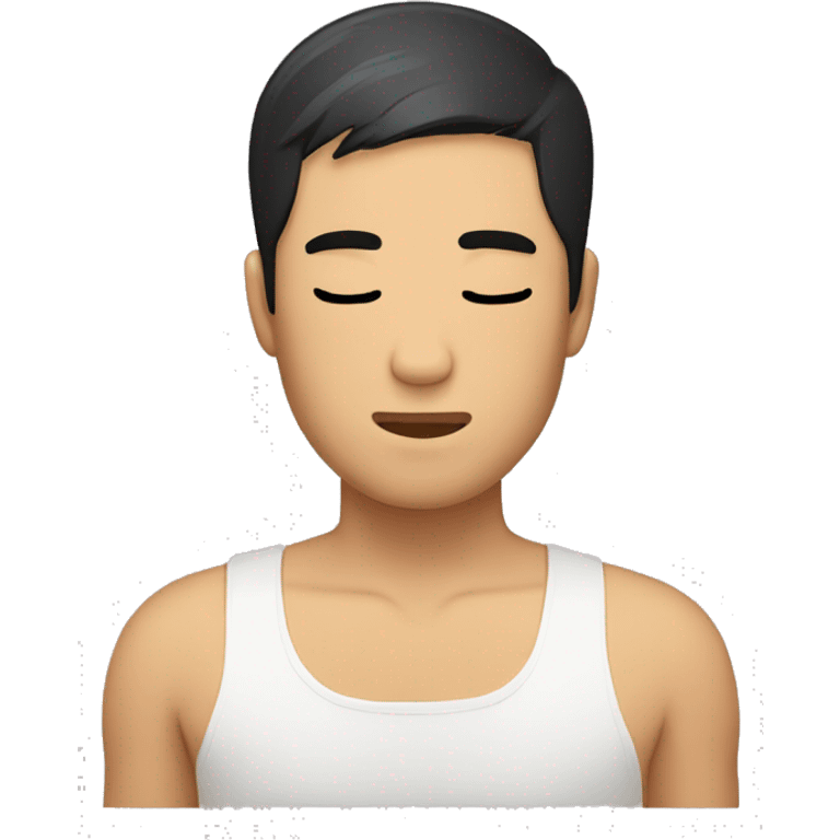 Black hair, short hair, short hair, Asian man, snoring with eyes closed, sunburnt skin emoji