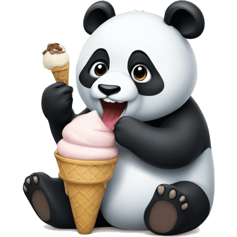 Panda eating ice cream emoji