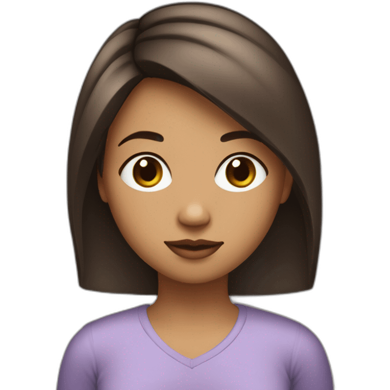 Une fille, cheveux très courts et droit brun yeux noir tache de rousseur emoji