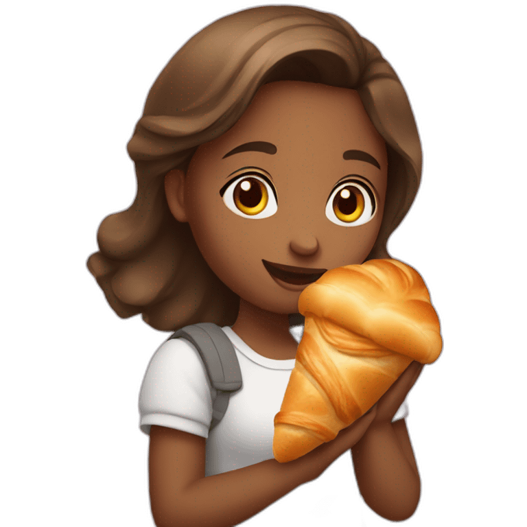 Cute girl with croissant emoji