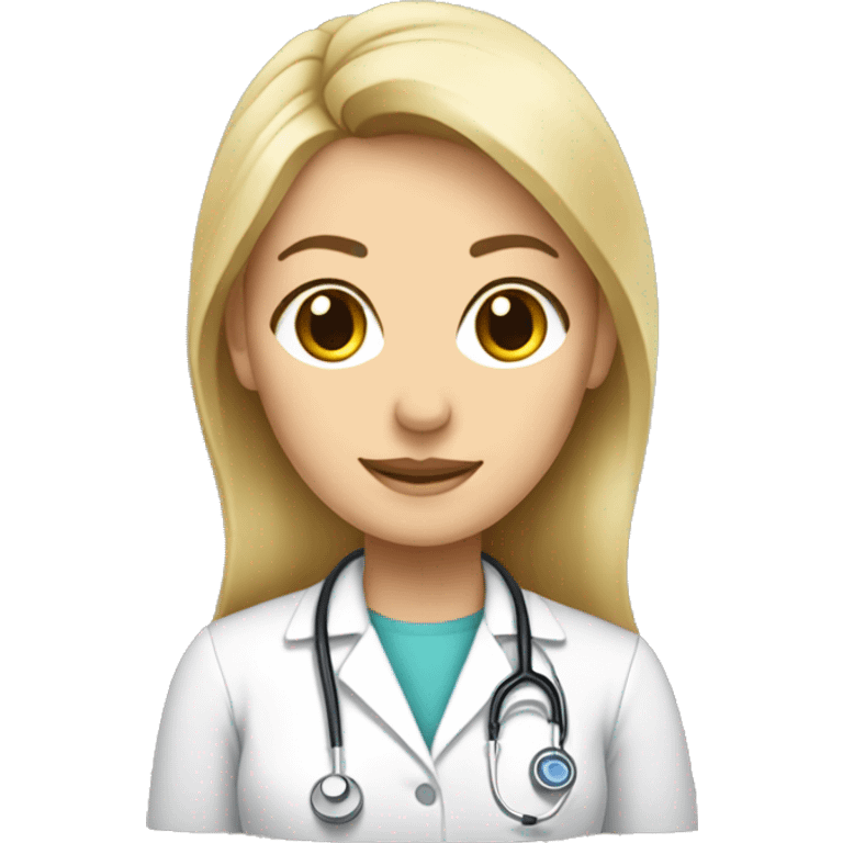 Doctora piel blanca, rubia, pelo largo y de pie emoji