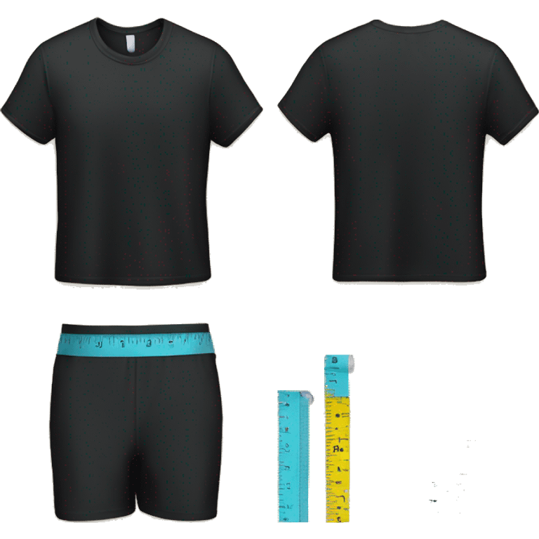 a black t-shirt and a measurement tape emoji