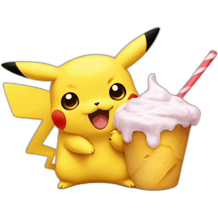 Pikachu qui mange une glace emoji