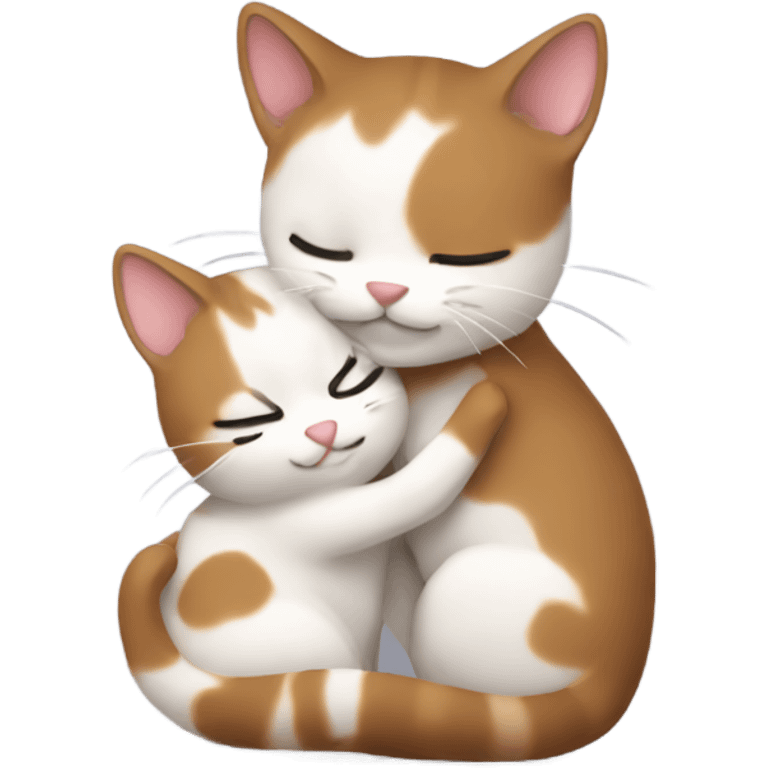 brown and white cat hugging emoji