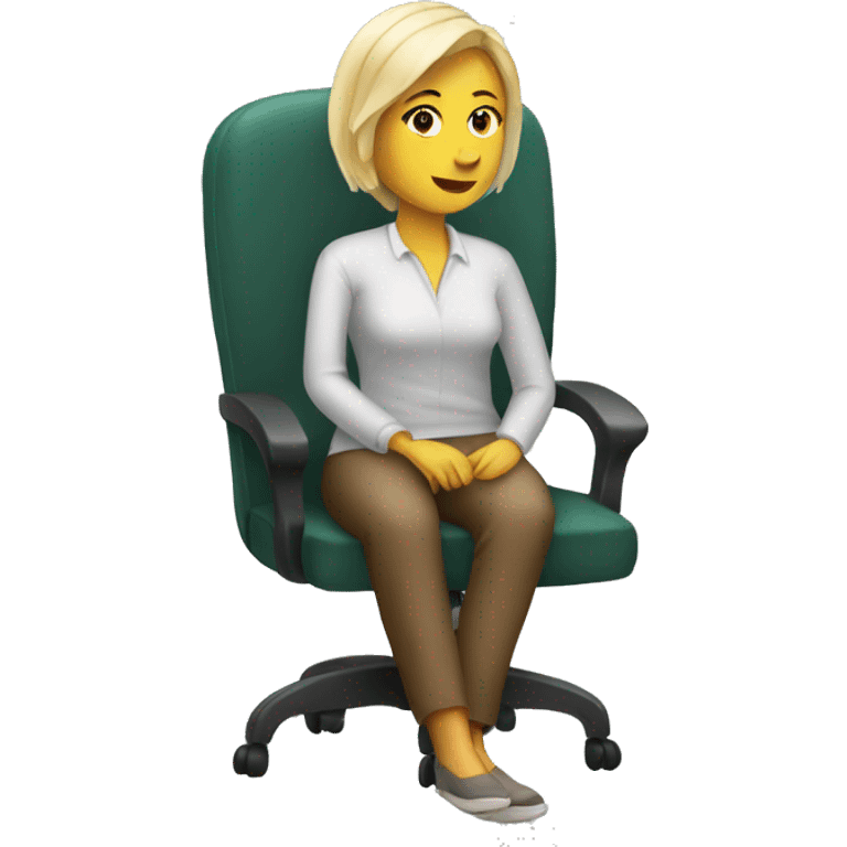 white woman sitting down on a chair emoji