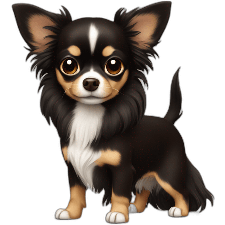 Long hair dark brown and black Chihuahua emoji