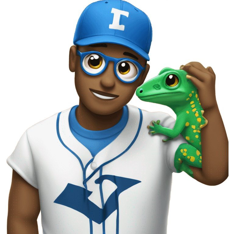 Gecko tiktoker wearing blue baseball hat emoji