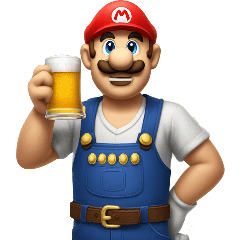 Mario plumber drinking beer with a shirt with the letters “HOPE” emoji