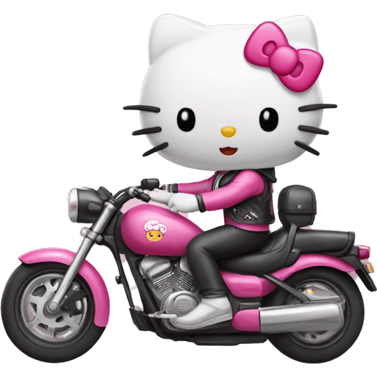 hello kitty riding a motorcycle emoji