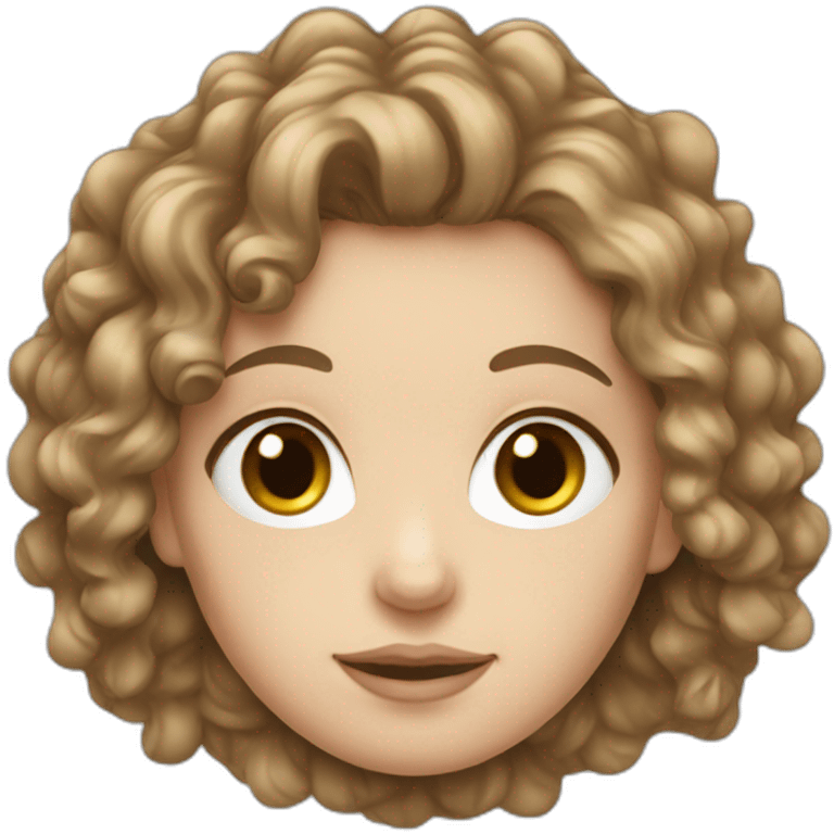 white girl with clear brown curly hair emoji