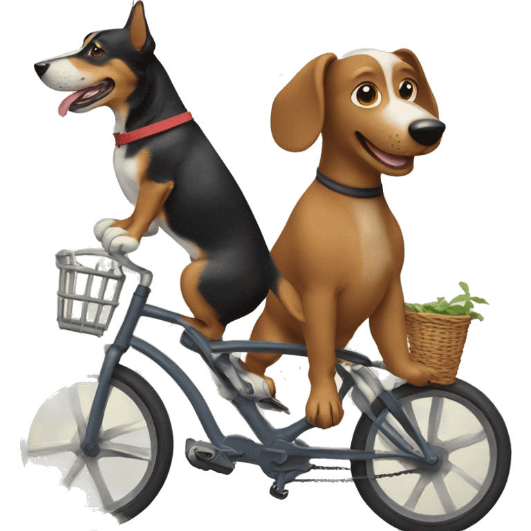 Dachshund and husky riding a bike emoji