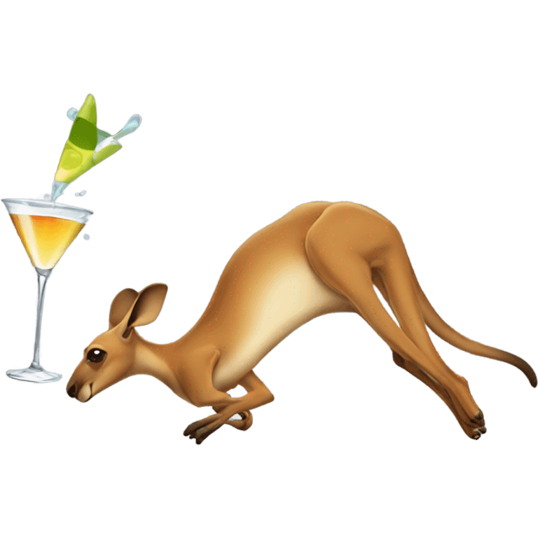 A kangaroo with a martini doing a back flip emoji