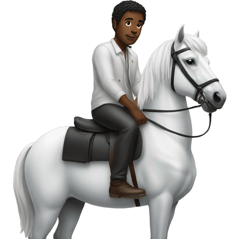 black man sitting on a white horse  emoji