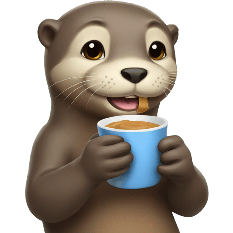 Otter drinking tea and eating peanut butter sandwich emoji