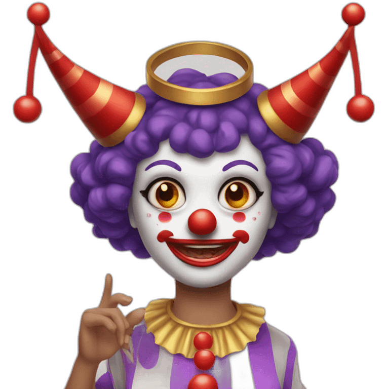 Clown with Devil horns and Angel ring emoji