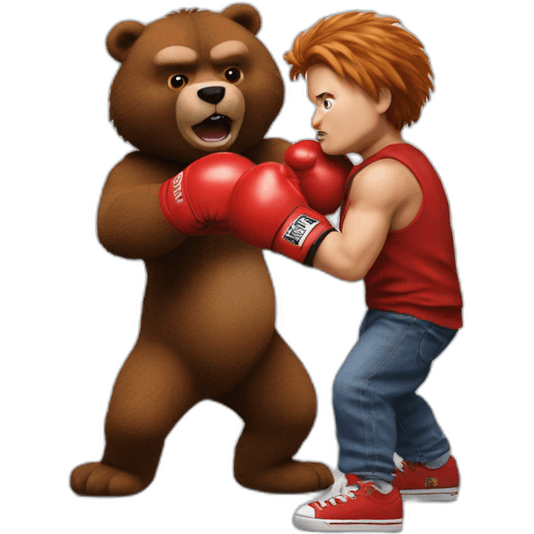 Chucky boxing with brown bear emoji