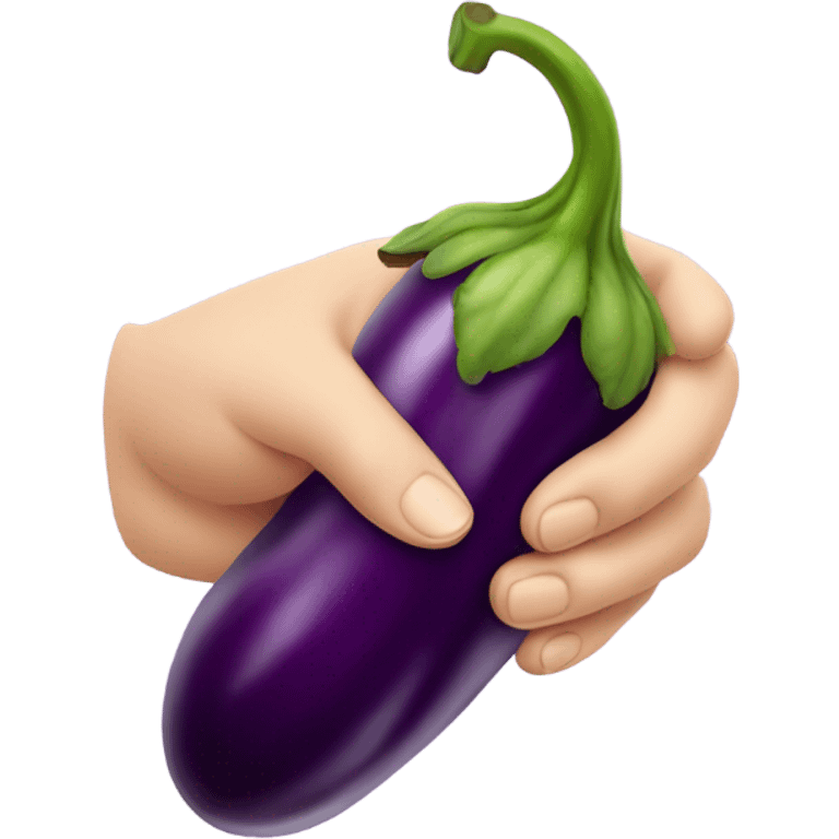 Hand holding eggplant emoji