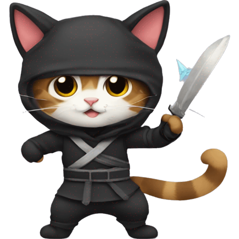 Cat in Ninja costume with throwing stars emoji