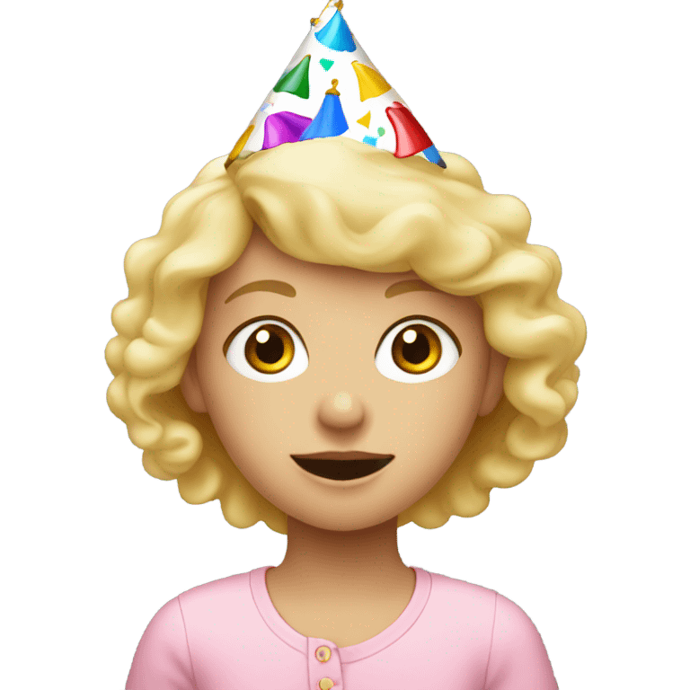 Blonde kid with a birthday cap emoji