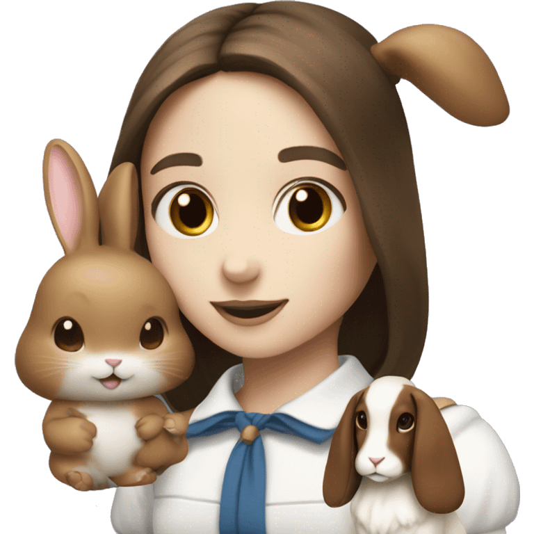 а white rabbit and a walnut with a brunnete girl emoji