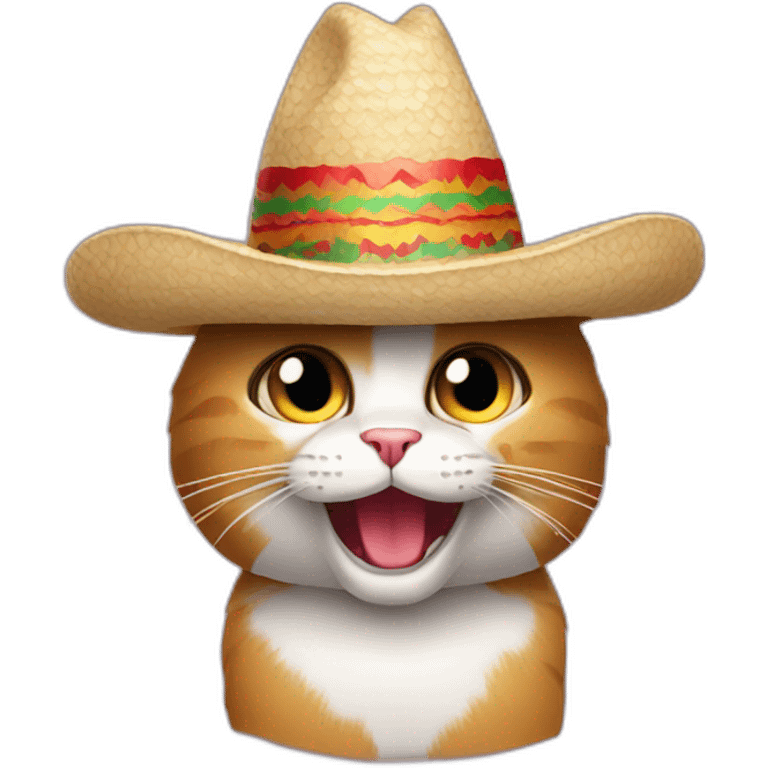 Crazy cat with mexican hat emoji