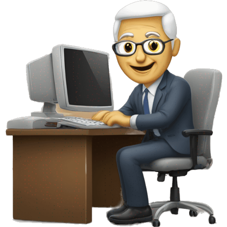 SR EN UN ESCRITORIO CON UNA COMPUTADORA emoji