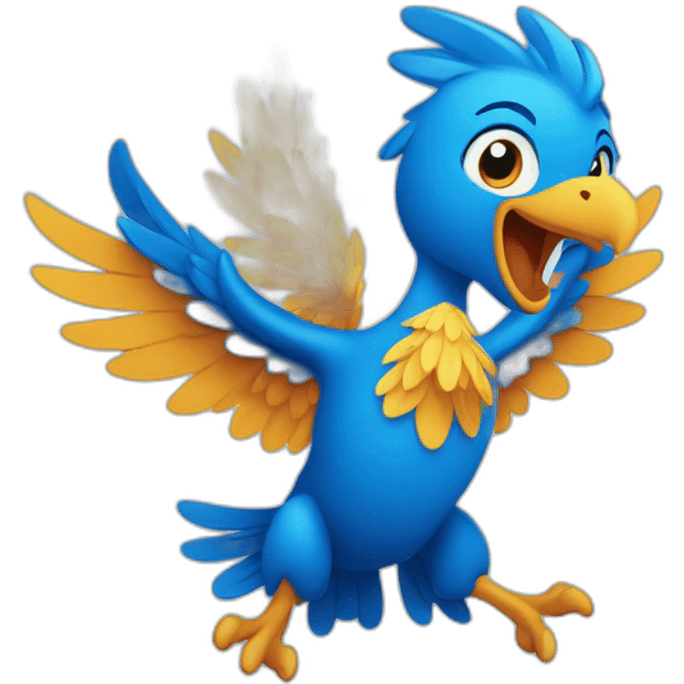 Blue Phoenix in an excited cartoon shape  emoji